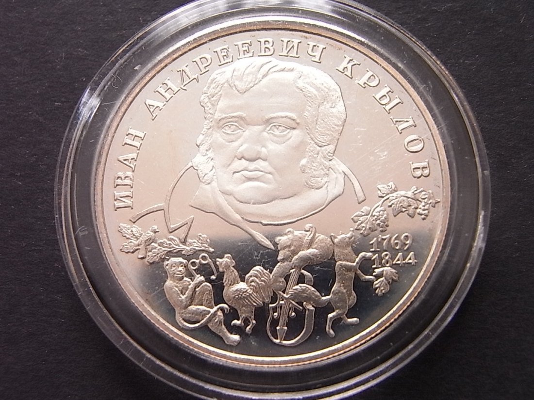  Russland 2 Rubel 1994 Krylow Proof Silber   