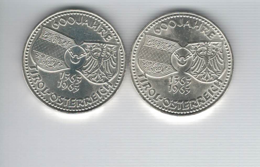  50 Schilling 1963 Tirol 600 Jahre bei Österreich 18g fein Ag Spittagold9800 (4584/2)   