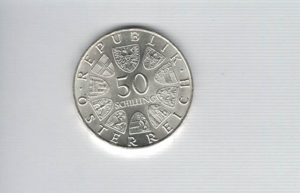  50 Schilling 1970 300 Jahre Universität Innsbruck 18g fein silbe Österreich Spittalgold9800 (4584/9)   