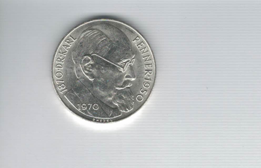  50 Schilling 1970 Karl Renner 2. Republik Ag 18g fein Österreich Spittalgold9800 (04584/10)   