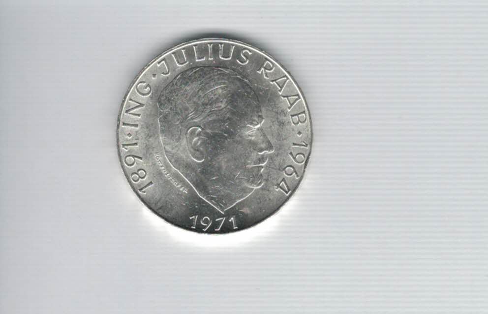  50 Schilling 1971 Julius Raab 2. Republik Ag 18g fein Österreich Spittalgold9800 (4584/11)   