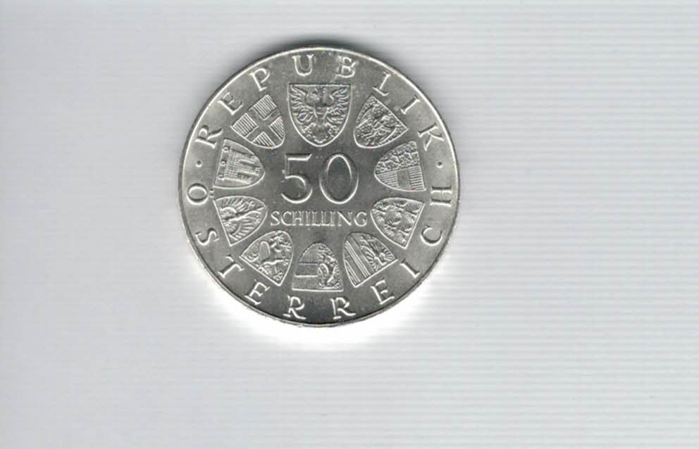  50 Schilling 1972 350 Jahre Universität Salzburg Ag 18g fein Österreich Spittalgold9800 (4584/12   