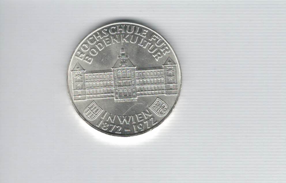  50 Schilling 1972 100 J. Hochschule für Bodenkultur Ag 18g fein Österreich Spittalgold9800 (4584/13)   