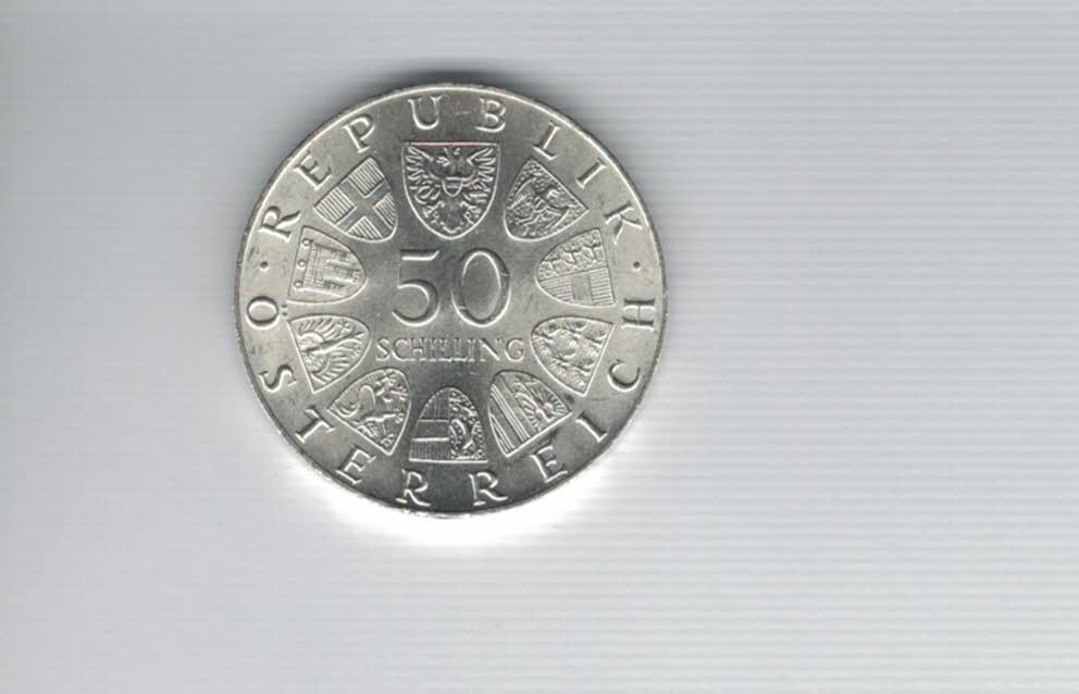  50 Schilling 1973 Theodor Körner 2. Republik Ag 18g fein Österreich Spittalgold9800 (4584/15)   