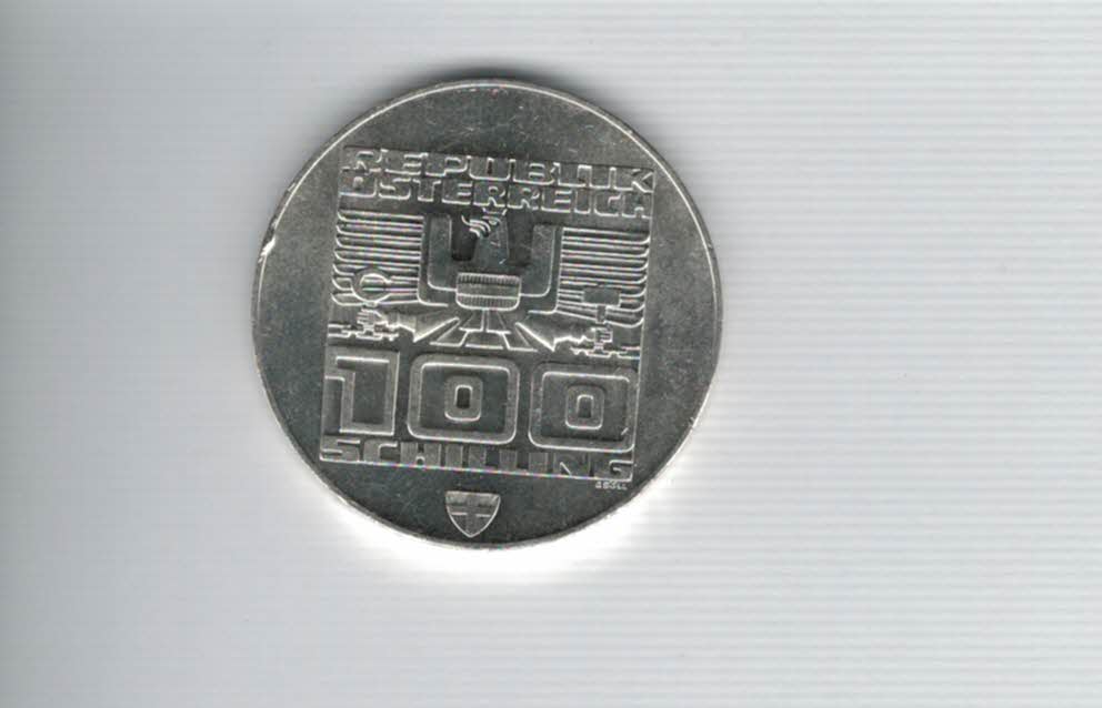  100 Schilling 1976 Winterolympiade Innsbruck Stadtturm Wien 15,36g fein silber Österreich (01914/5)   