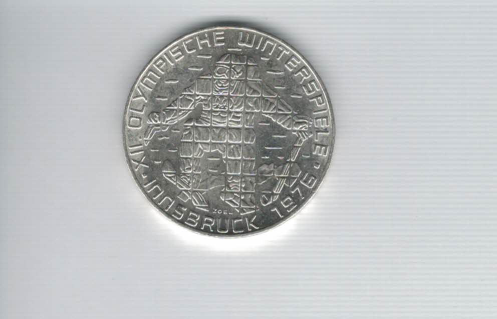  100 Schilling 1976 Winterolympiade Innsbruck Abfahrtsläufer Hall 15,36 Fein Ag Österreich (01914/8)   