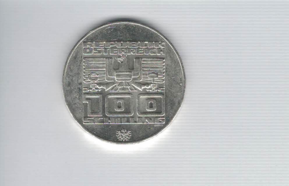  100 Schilling 1976 Winterolympiade Innsbruck Abfahrtsläufer Hall 15,36 Fein Ag Österreich (01914/8)   