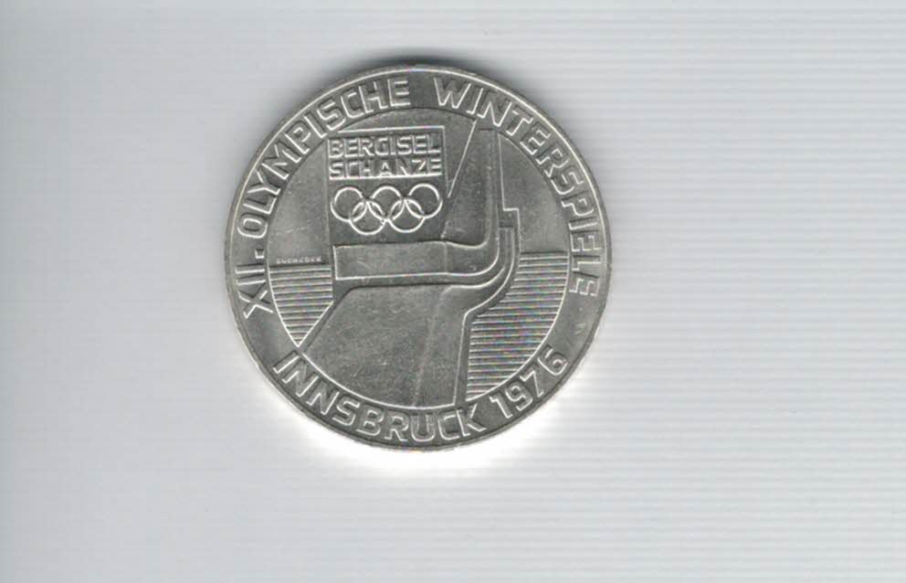 100 Schilling 1976 Berg Isel Schanze Innsbruck Wien Olymp. 15,36g fein Ag Österreich2.Rep (01914/9)   