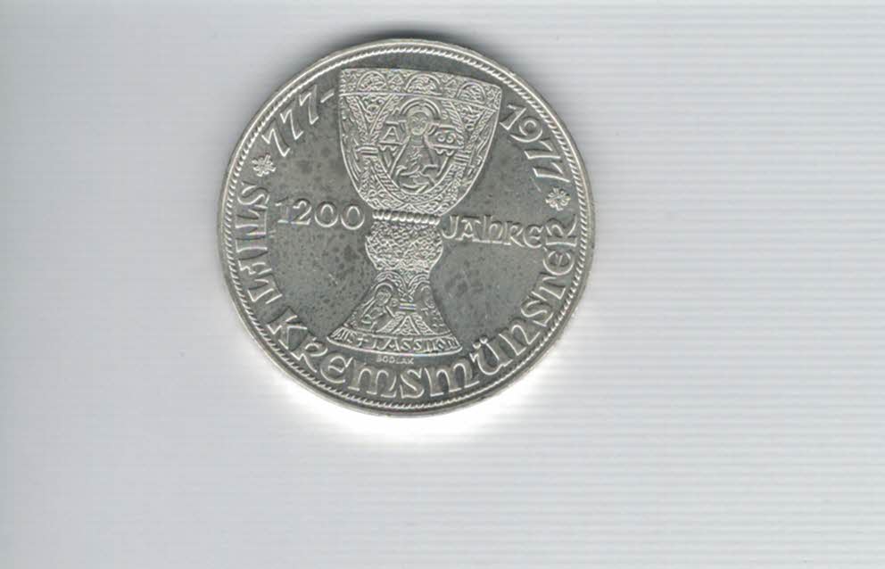  100 Schilling 1977 Stift Kremsmünster 1200 Jahre Tassilokelch Ag 15,36g fein Österreich (01914/14)   