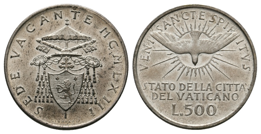  Ausland; Vatikan; 500 Lire 1963   