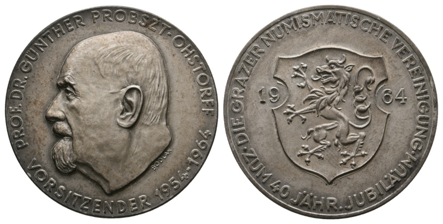  Medaille; 40 Jähr. Jubiläum Grazer Numismatische Vereinigung 1964; 33,36 g; Ø 40,7 mm   