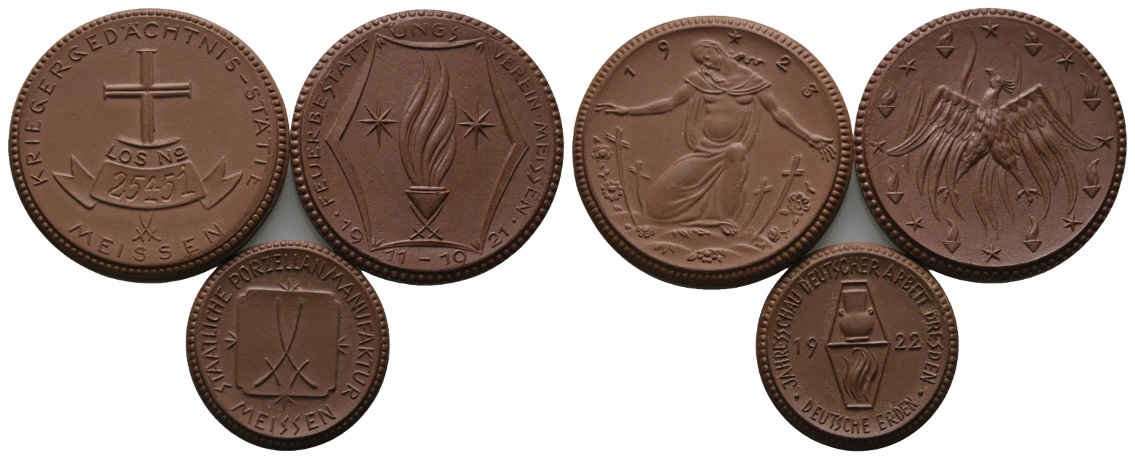  3 Medaillen; Meissen; Porzellan   
