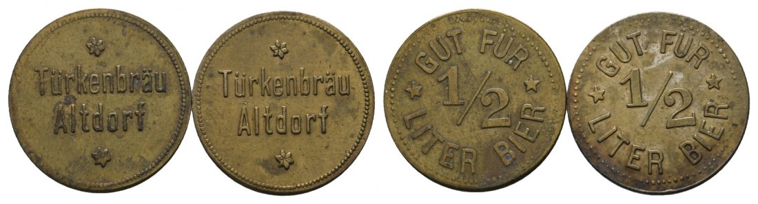  Bayern, Altdorf, Türkenbräu, Biermarken (2 Stück); Menzel 303   