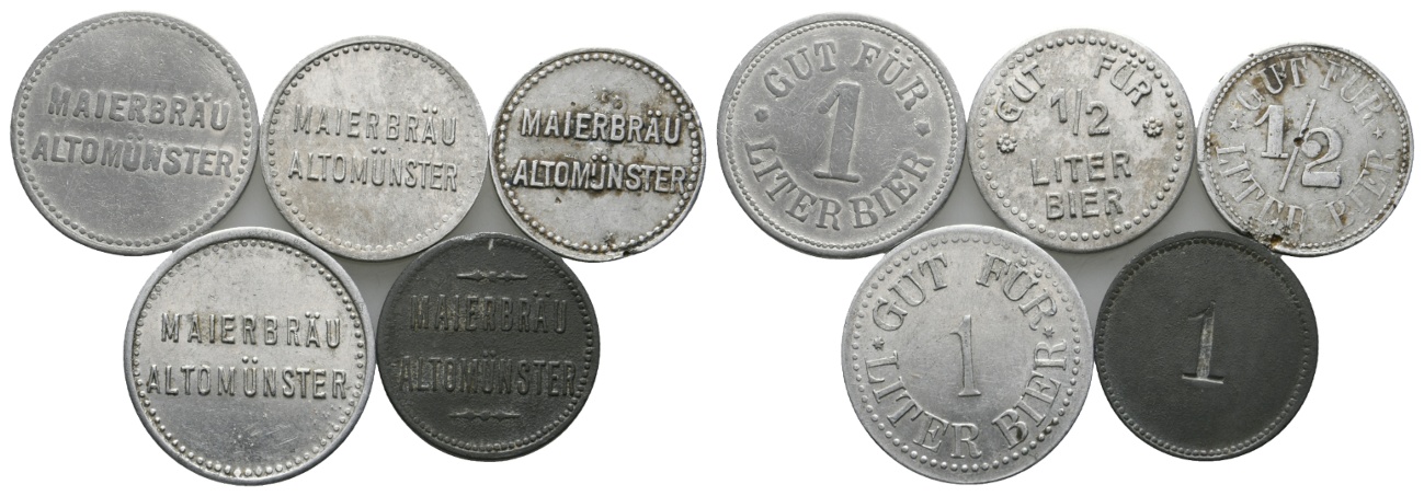  Bayern, Altomünser Maierbräu, Biermarken (5 Stück); Menzel 428   