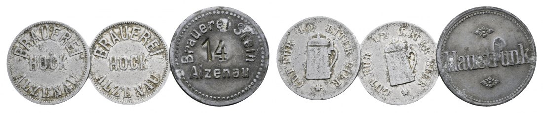  Bayern, Alzenau, Brauerei Stein / Hock, Biermarken (3 Stück); Menzel -   