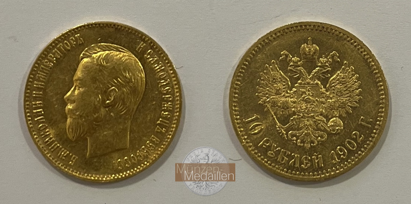  Russland Zar Nikolaus II. 10 Rubel 1902 MM-Frankfurt Feingold: 7,74g   