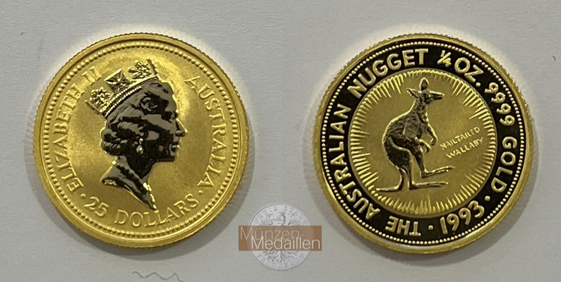  Australien 25 Dollar Nugget/Kanguru 1993 KM#391 MM-Frankfurt Feingold: 7,78g   