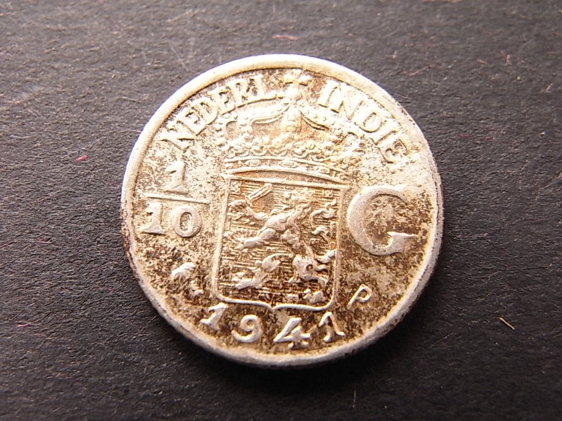  Niederland Ost Indien 1/10 Gulden 1941 vzgl Silber   