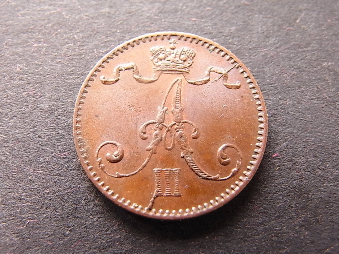  Finnland 1 Penniä 1888 unc Alexander III.   