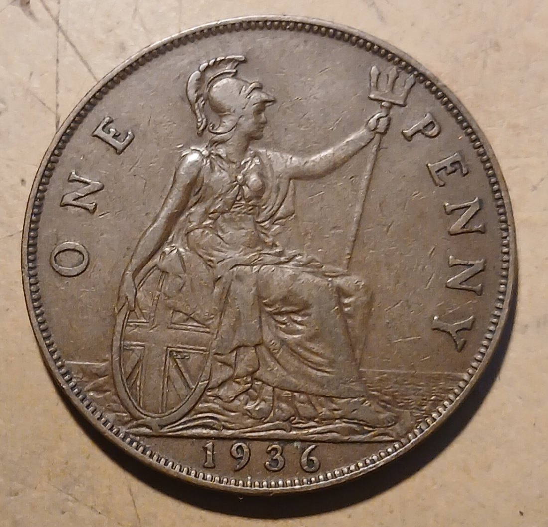  One Penny 1935 König George Bronze   