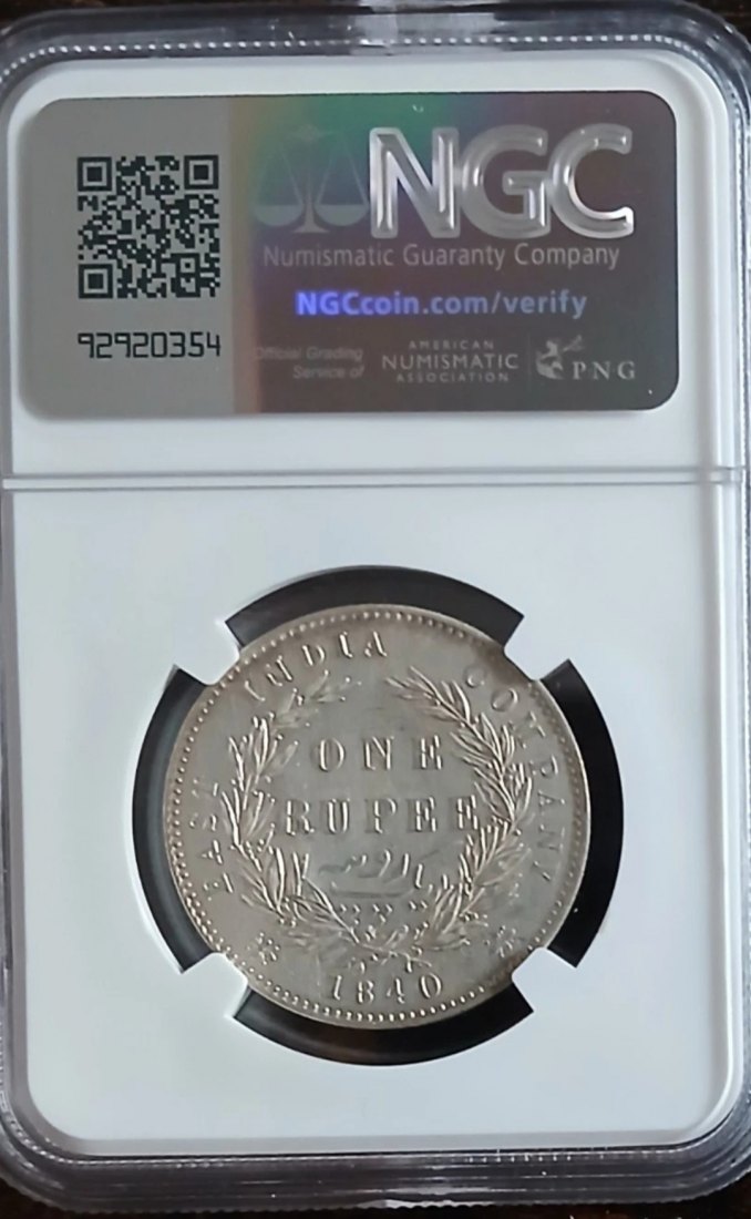  1 Rupie Britisch Indien 1840 NGC Silber   