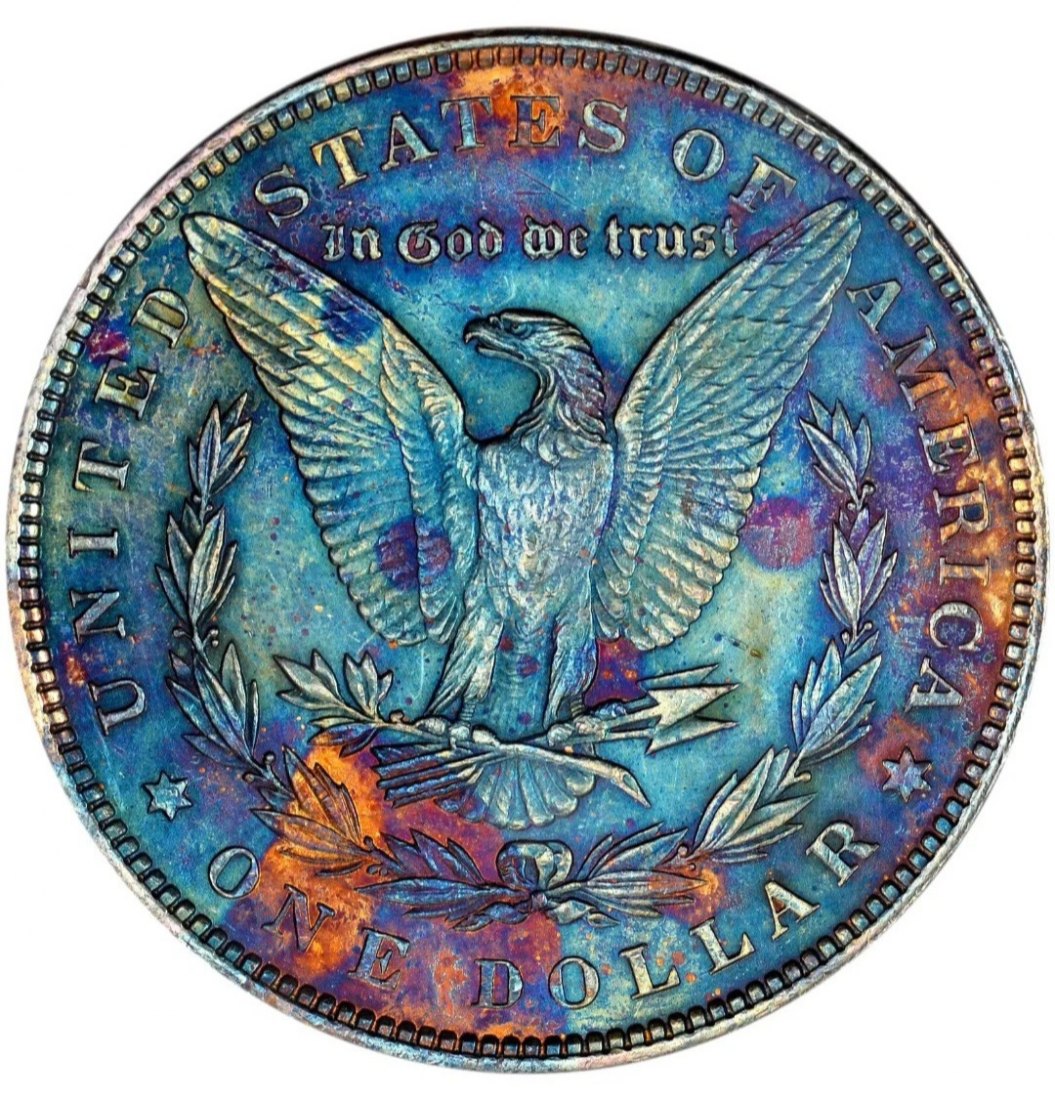  Morgan Dollar USA 1886 Hammer Tönung Silber   