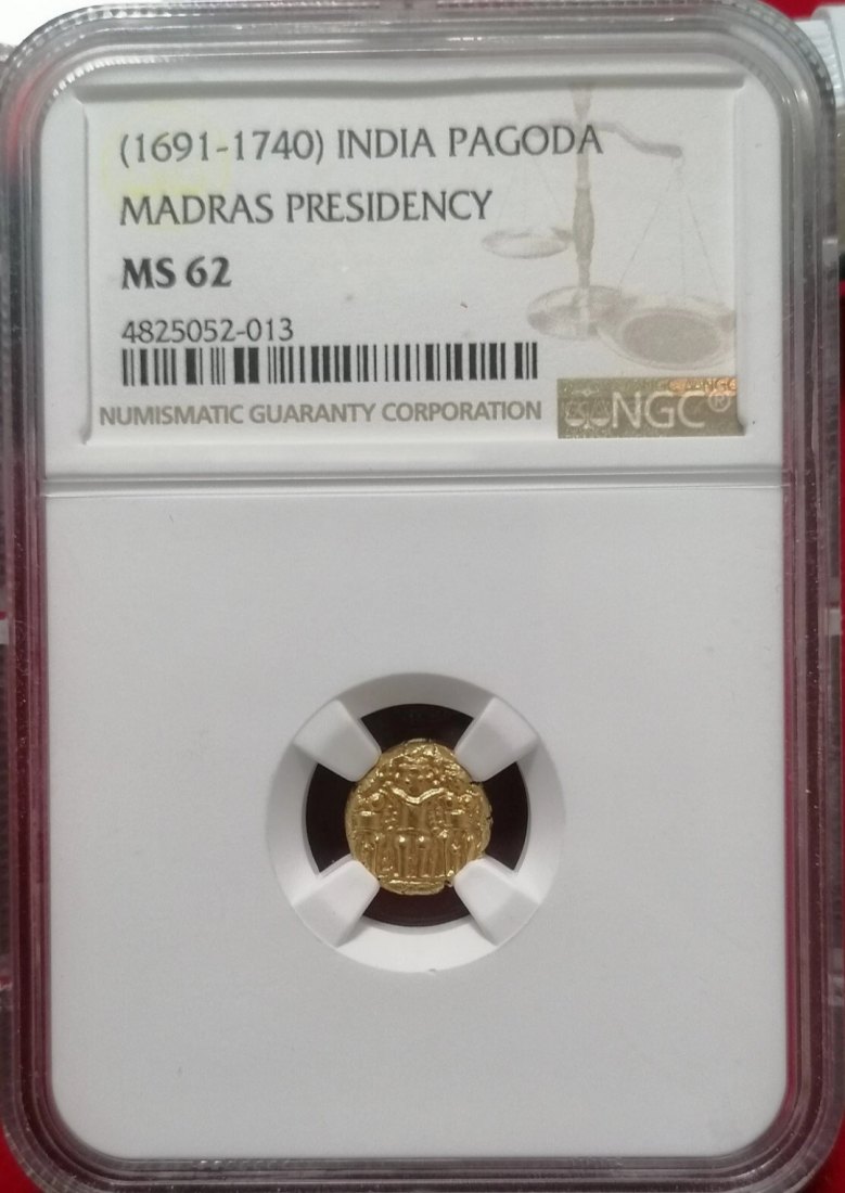  Goldmünze Präsidentschaft Madras NGC MS 62 - 1691 - 1740   