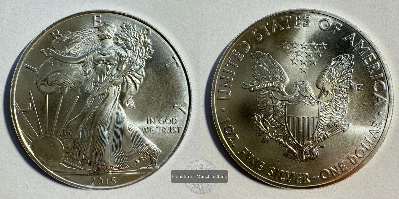  USA 1 Dollar 2015 (1986-2021) Walking Liberty FM-Frankfurt KM#273 Feinsilber: 31,1g   