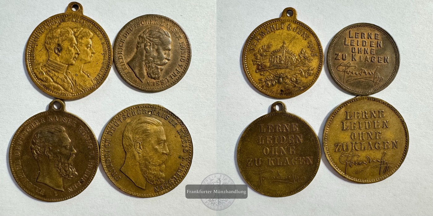  LOT: Dt. Kaiserreich Miniatur Medaillen FM-Frankfurt Messing: 12,39g   