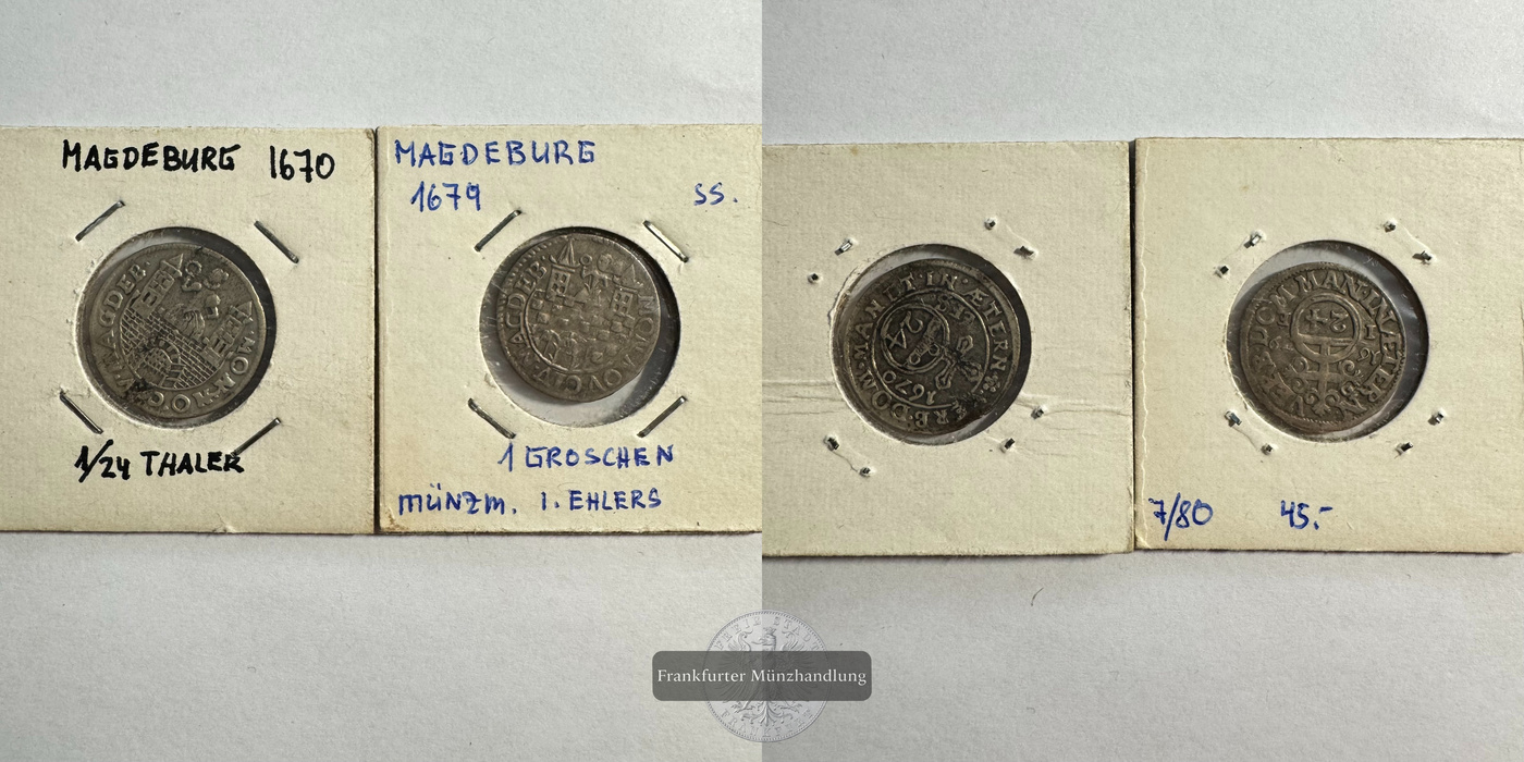  Magdeburg 2x 1 Groschen 1670/1679 FM-Frankfurt Silberraugewicht: ca. 3,4g   