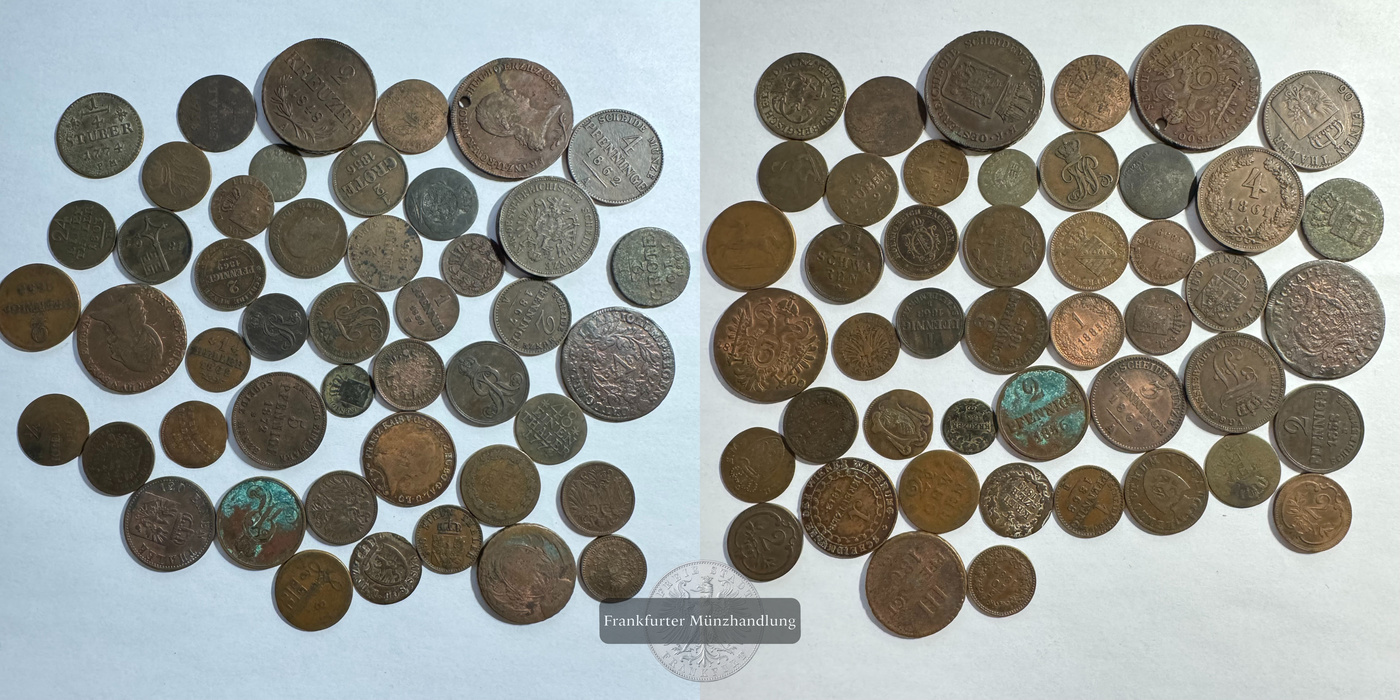  LOT: Altdeutsche Kleinmünzen FM-Frankfurt Kupfer: 178,25g   