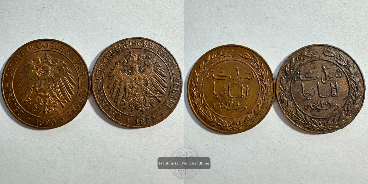  Deutsch-Ostafrika 2x 1 Pesa Wilhelm II 1890/1892 FM-Frankfurt Kupfer: 12,42g   