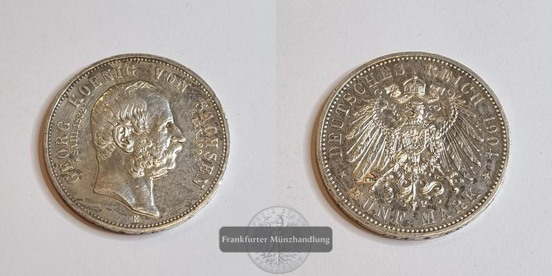  Sachsen Kaiserreich  5 Mark  1904 E   Georg   FM-Frankfurt   Feinsilber: 25g   