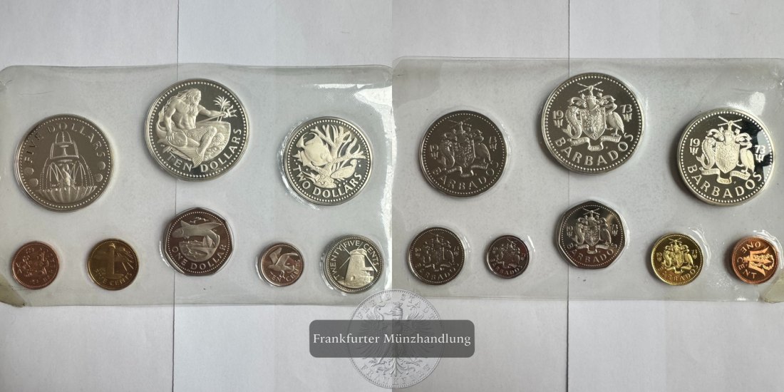  Barbados First National Coinage of Barbados Proof Set 1973 FM-Frankfurt Feinsilber: 59,94g   