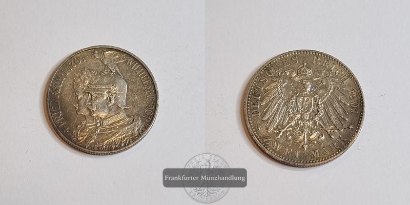  Deutschland Kaiserreich 2 Mark 1901 200 Jahre Preußen FM-Frankfurt KM#525 Feinsilber: 10g   