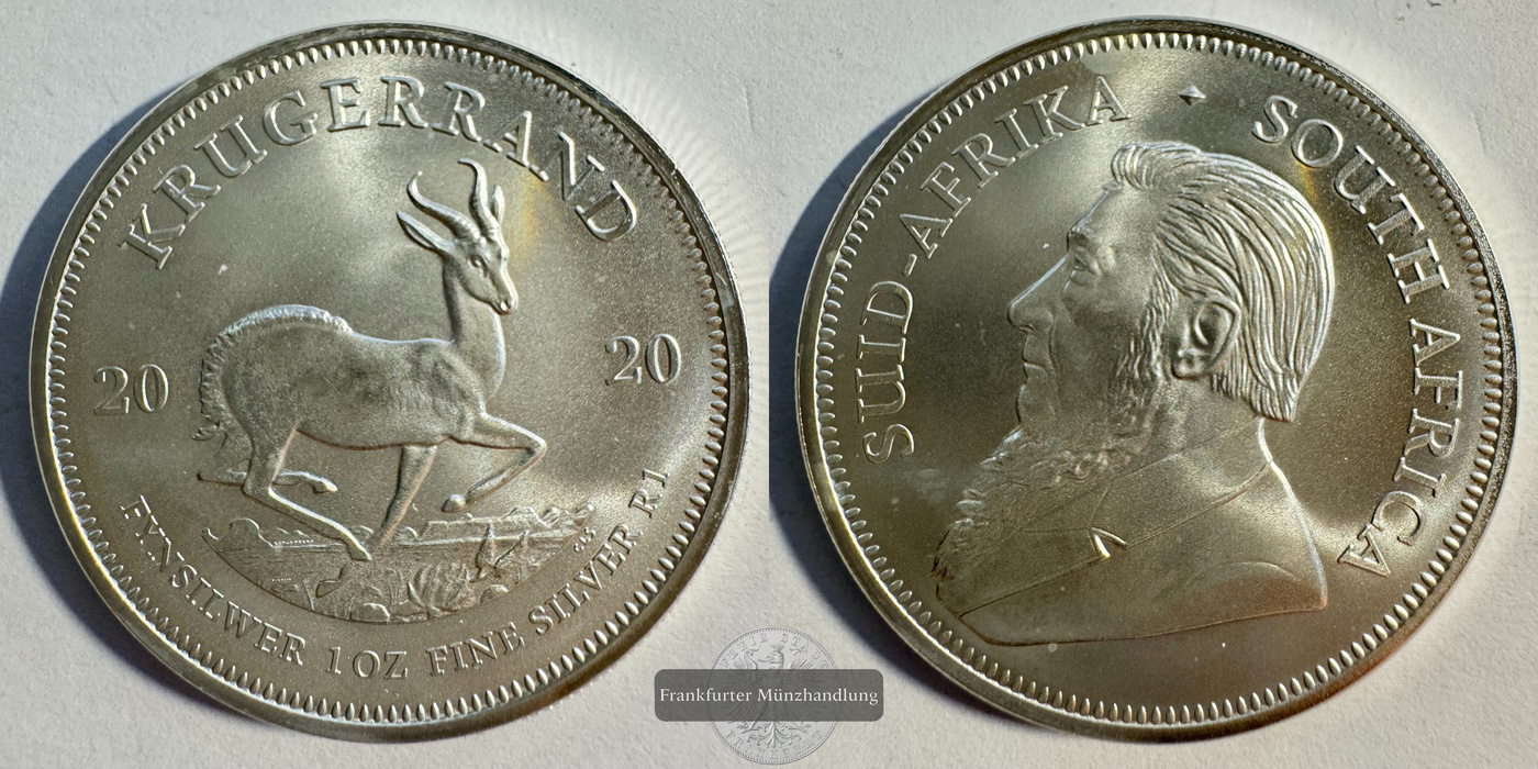  Süd Afrika 1 Rand Silber-Krügerrand 2020 (2018-25) FM-Frankfurt KM#691 Feinsilber: 31,1g   