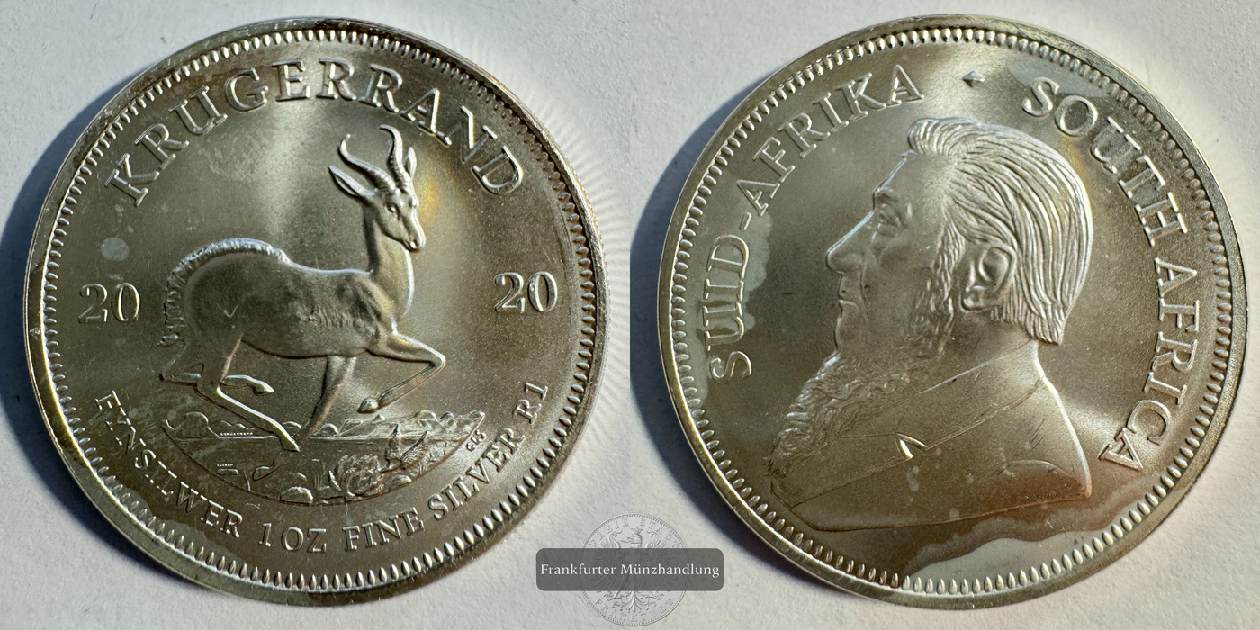 Süd Afrika 1 Rand Silber-Krügerrand 2020 (2018-25) FM-Frankfurt KM#691 Feinsilber: 31,1g   