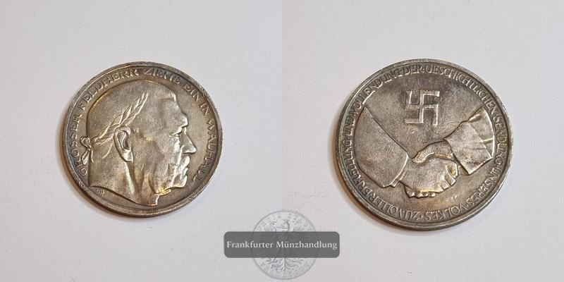  Deutschland Drittes Reich Medaille 1934 Paul von Hindenburg Feinsilber: 21,85 g   