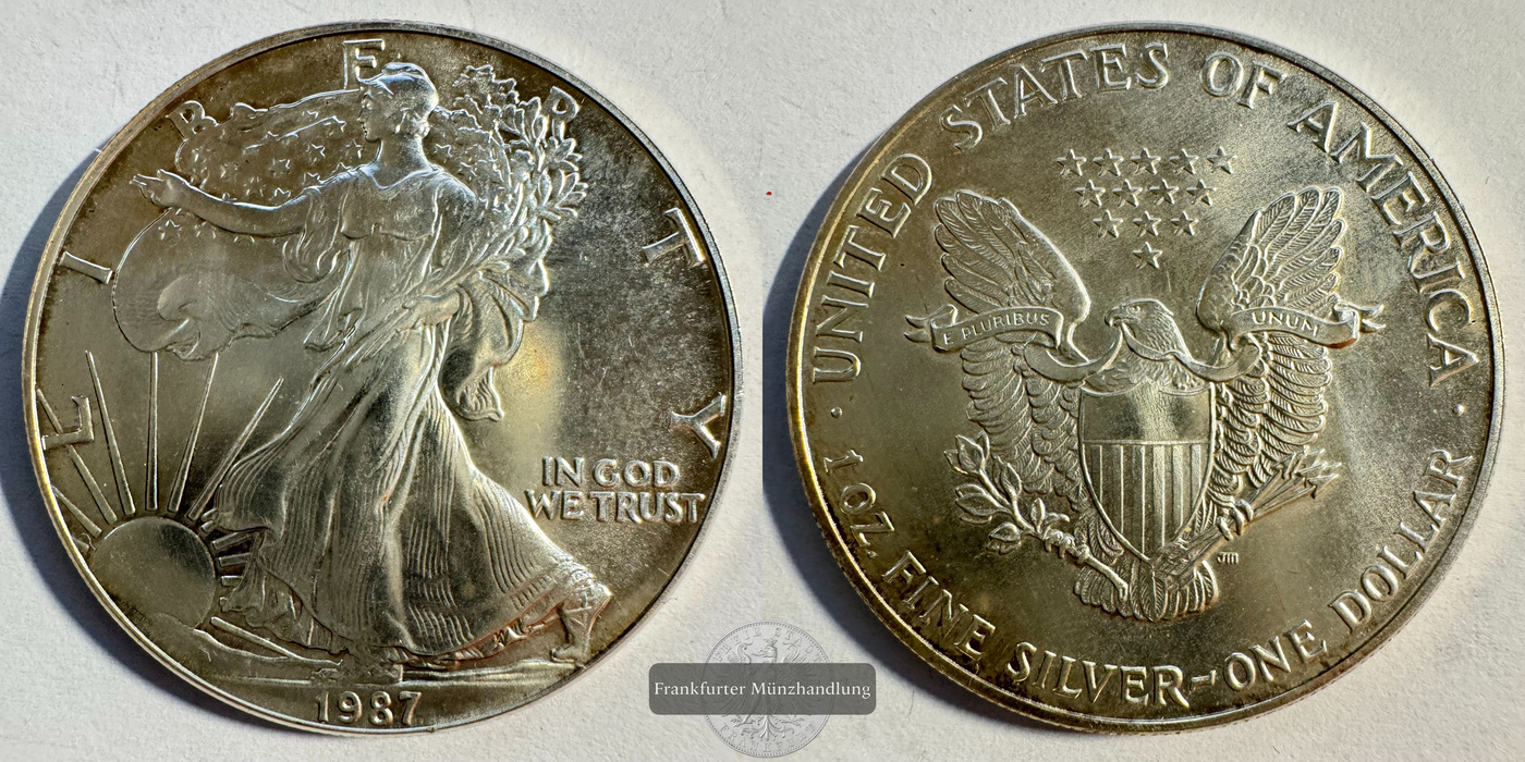  USA 1 Dollar 1987 (1986-2021) Walking Liberty FM-Frankfurt KM#273 Feinsilber: 31,1g   