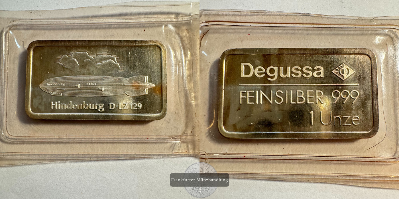  Deutschland Degussa 1 Unze Hindenburg D-LZ 129 FM-Frankfurt Feinsilber: 31,1g   