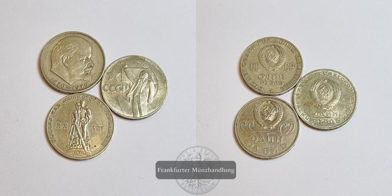  Russland Sowjetunion 1 Rubel 3 Münzen LOT (1965, 1967, 1970) FM-Frankfurt   
