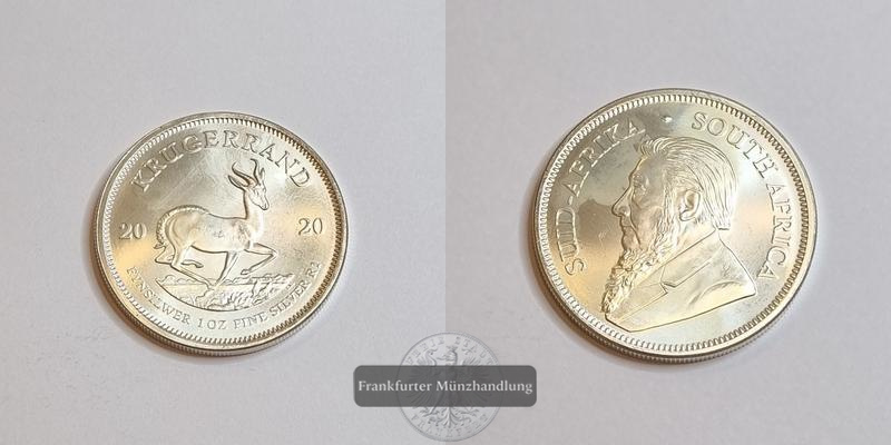  Süd Afrika 1 Rand Silber-Krügerrand 2020 FM-Frankfurt KM#691 Feinsilber: 31,1g   
