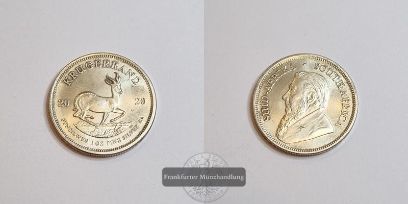  Süd Afrika 1 Rand Silber-Krügerrand 2020 FM-Frankfurt KM#691 Feinsilber: 31,1g   