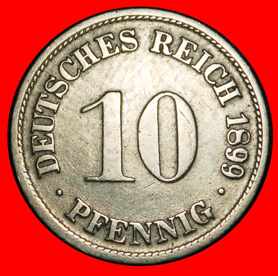  Ⰿ EAGLE (1890-1916): GERMANY★10 PFENNIGS 1899D BAVARIA! WILLIAM II 1888-1918★LOW START ★ NO RESERVE!   