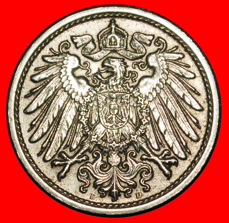  Ⰿ EAGLE (1890-1916): GERMANY★10 PFENNIGS 1907D BAVARIA! WILLIAM II 1888-1918★LOW START ★ NO RESERVE!   
