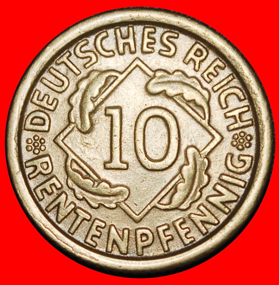  Ⰿ WEIZENPYRAMIDE (1923-1925): DEUTSCHLAND ★ 10 RENTENPFENNIG 1924G BADEN!★OHNE VORBEHALT!   