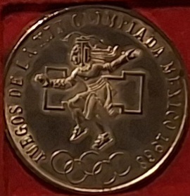  Mexiko, 25 Pesos, XIX Olympische Sommerspiele Mexiko 1968, Silber fein =16,2g Münzrahmen   