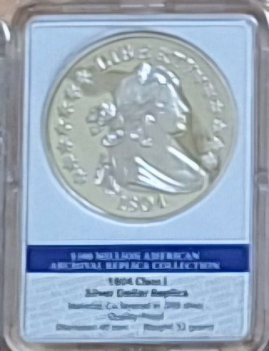  USA,1804 Silver Dollar Replica (Kupfer versilbert) gekapselt   