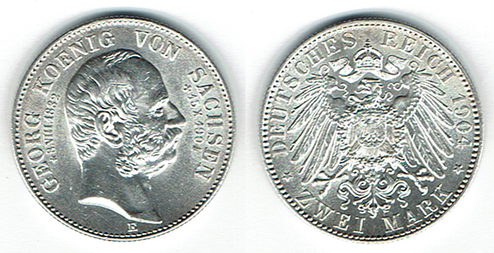  SZAIVERT DEUTSCHES KAISERREICH KÖNIGREICH SACHSEN GEORG 2 MARK 1904 E AUF DEN TOD DES KÖNIGS   