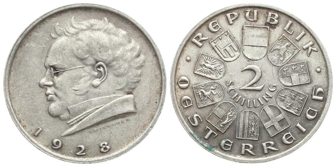  Österreich: 2 Schilling 1928, näheres unten!   